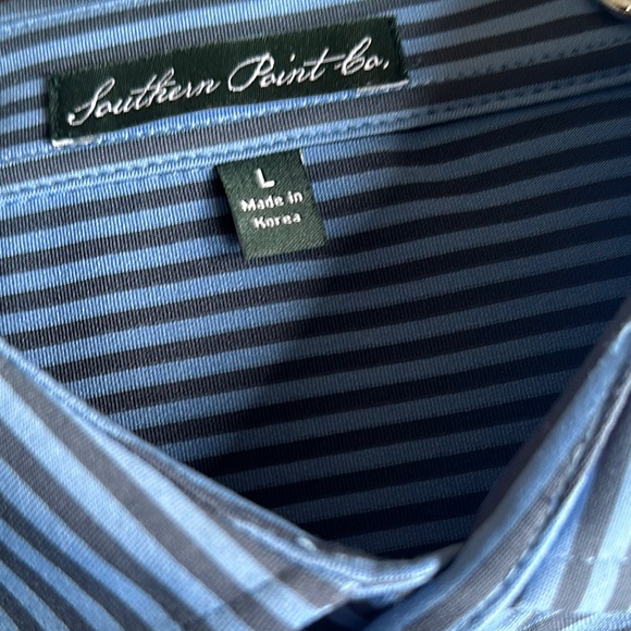 Southern Point Men's Blue Striped Performance Polo Shirt - Picture 4 of 8